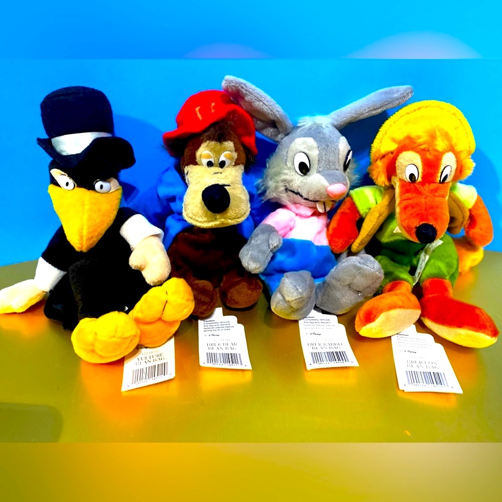 WALT DISNEY NWT 90s SPLASH MOUNTAIN CHARACTERS BRER RABBIT, FOX, BEAR & VULTURE